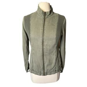 Dear John Bomber Jacket Coat Military Green Tencel Linen Small Lightweight